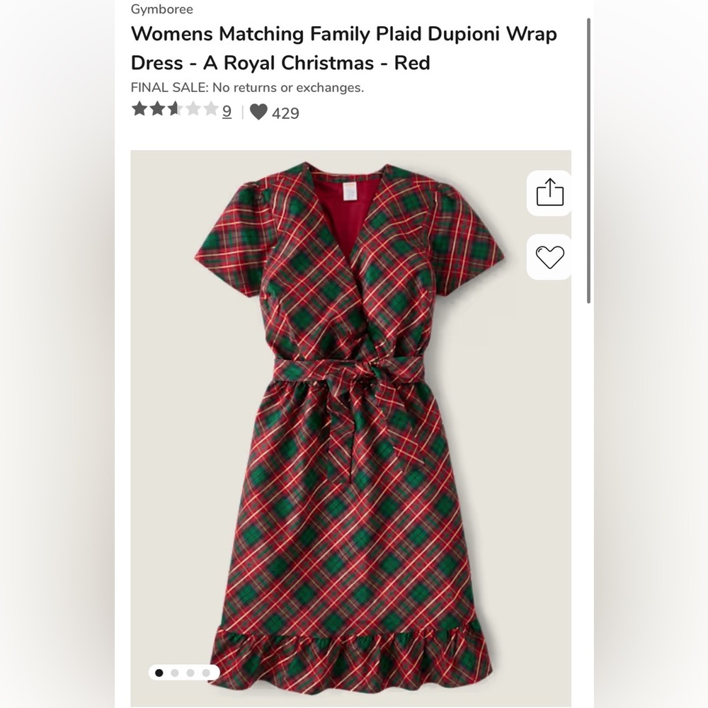 Gymboree Plaid Wrap Dress - Red and Green
